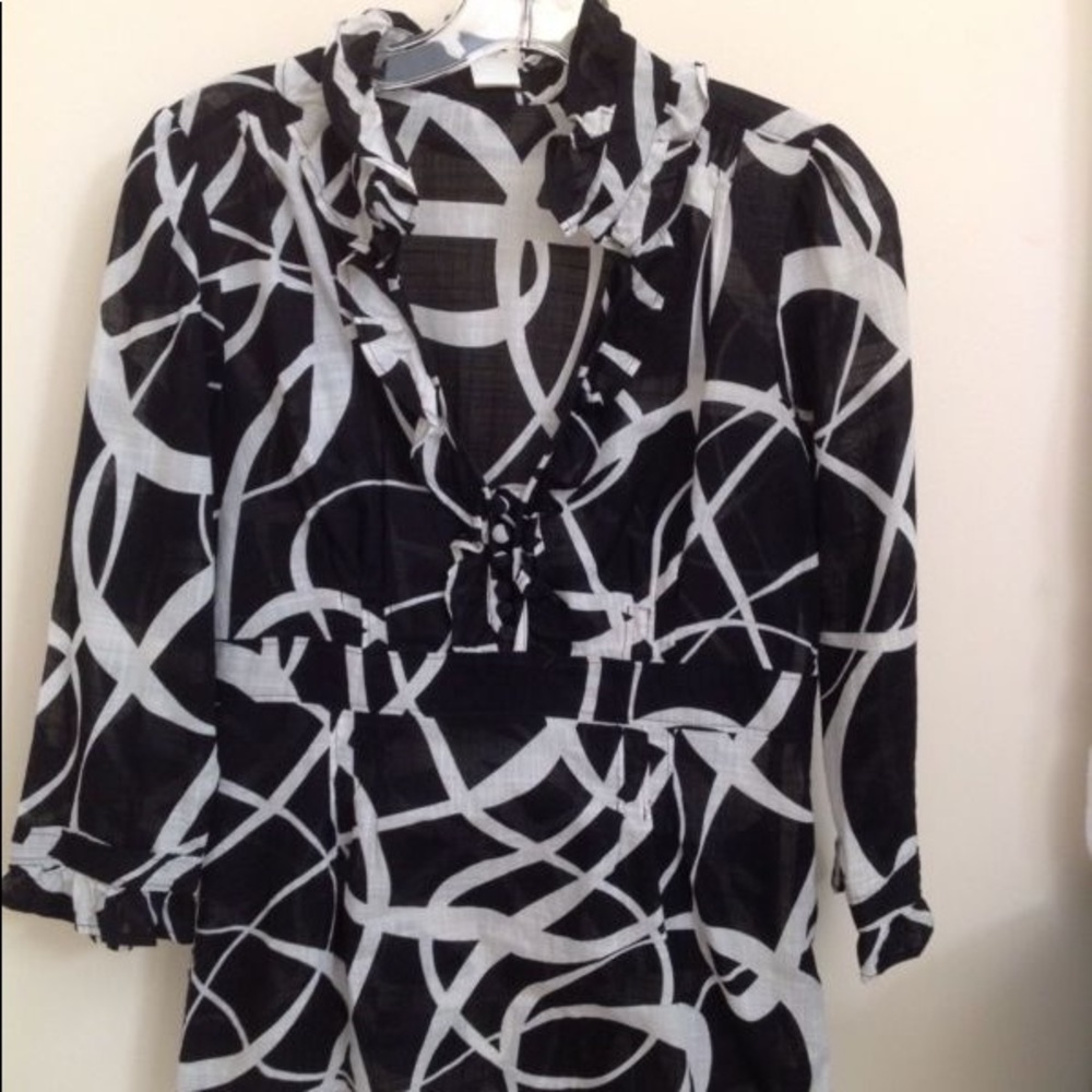 J CREW BLACK AND WHITE GEOMETRIC PRINT SIZE 4